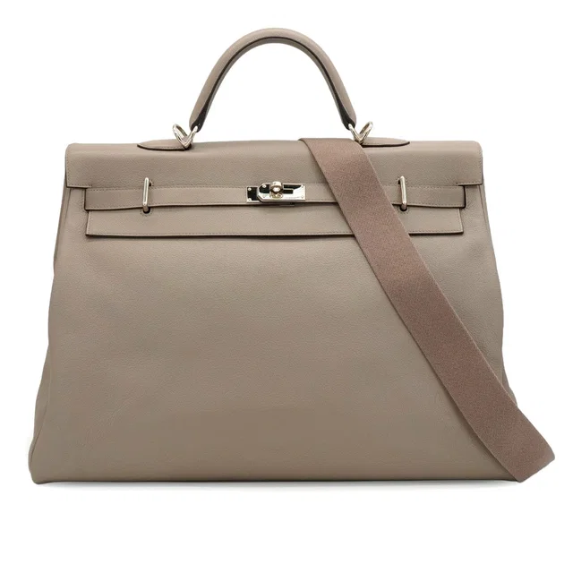 Hermès Kelly 50 Relax Voyage Retourne Gris Asphalte Taurillon Novillo Hand Shoulder Bag 2021 Z Stamp… in Grey Leather from Luxury Promise