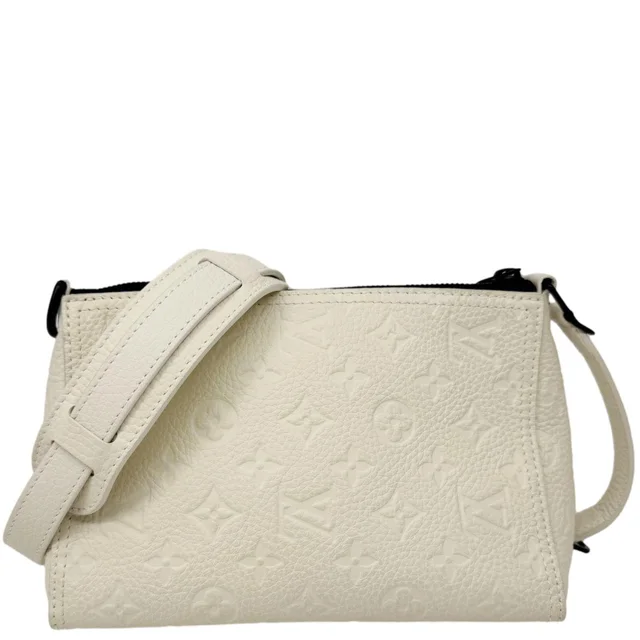 Louis Vuitton Triangle Monogram Empreinte Leather Shoulder Bag Off White in White Leather from Dallas Designer Handbags