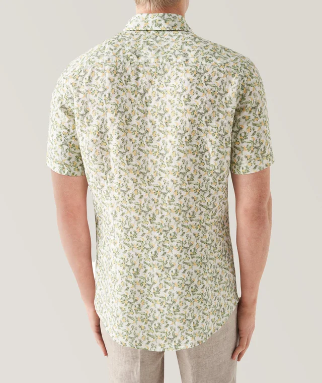 Eton Contemporary-Fit Banana Print Linen Short Sleeve Shirt in Green Linen & Linen Blends, photo 3 of 6 from Harry Rosen
