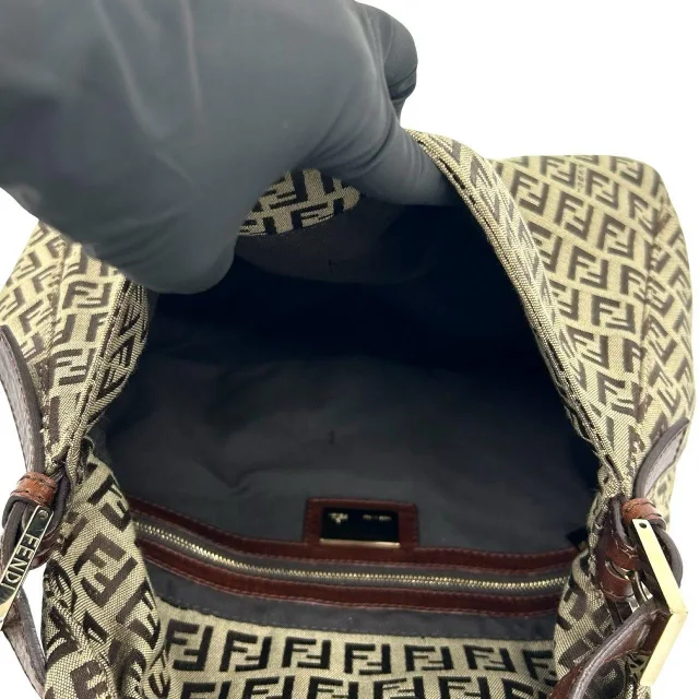Fendi Zuccchino Canvas Leather Shoulder Bag in Brown Canvas from LuxUness, photo 9 of 10