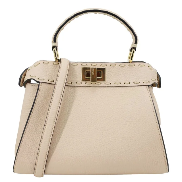 Fendi Peekaboo Selleria Mini Cuoio Romano Leather Satchel Bag Beige in Beige Leather from Dallas Designer Handbags
