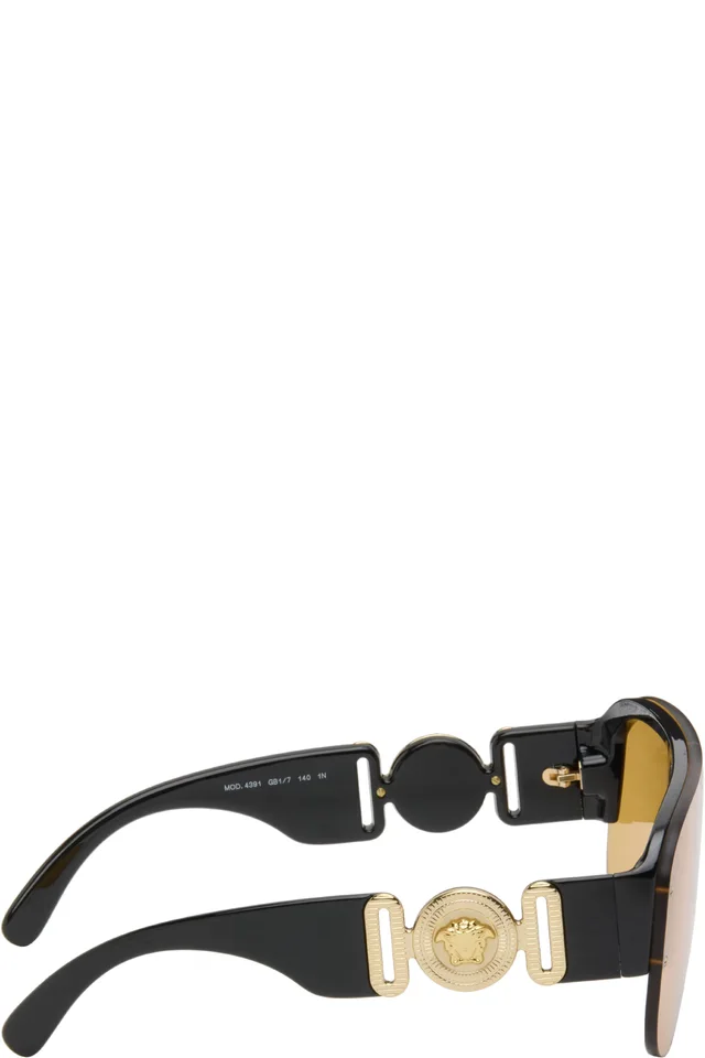 Versace Black Shield Aviator Sunglasses, photo 2 of 4 from SSENSE