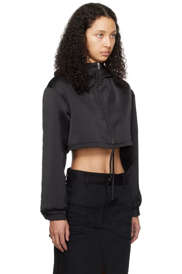 We11done Black Cropped Hoodie, photo 2 of 4 from SSENSE