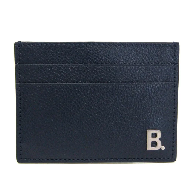 Balenciaga B Logo 601347 Leather Card Case Navy in Navy Leather from Elady