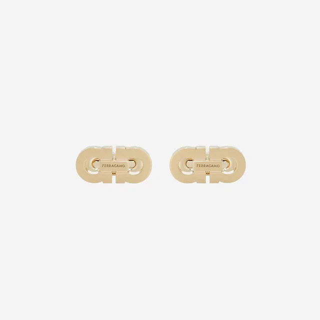 Ferragamo Engraved Logo Brass Cufflinks — Gold Accessory in Gold from HEWI