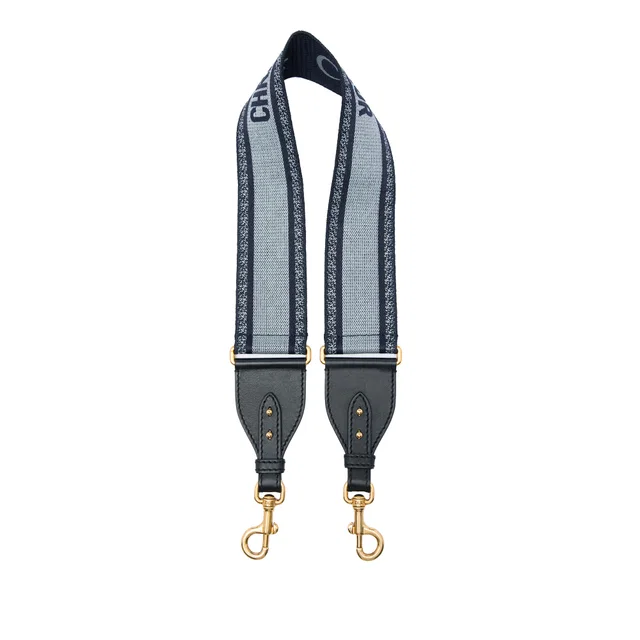 Blue Dior Embroidered Canvas Bag Strap in Blue Canvas from Designer Revival