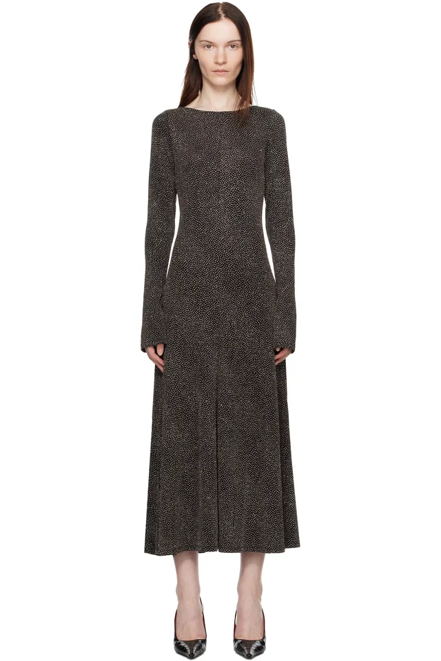 Beaufille Black & Gold Baes Open Back Maxi Dress, image 1 of 1 from SSENSE