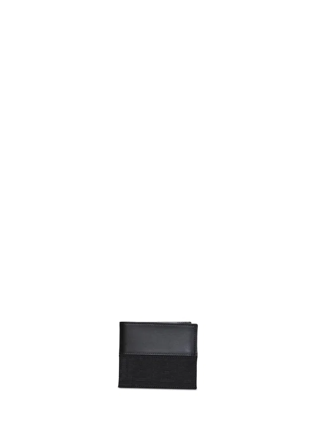 Fendi Ff Jacquard Bi-Fold Wallet — Black Calf Leather & Cardholders in Black Calfskin from HEWI