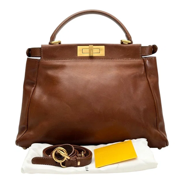 Fendi Medium Brown Peekaboo Bag in Calfskin in Brown Calfskin from Luxury Promise