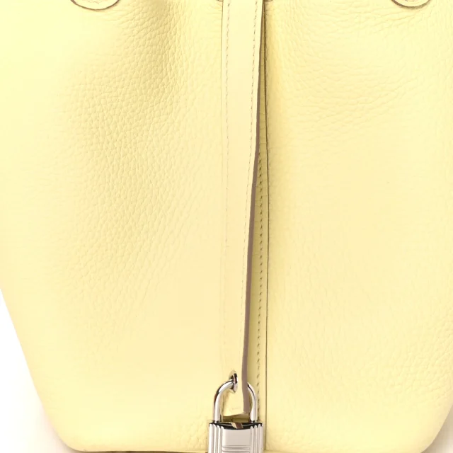 Hermès Taurillon Clemence Picotin Lock 18 PM Jaune Milton in Yellow Clemence leather from FASHIONPHILE, photo 8 of 11