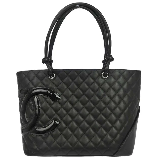 Chanel 2009-2010 Black Calfskin Cambon Ligne Tote Handbag in Black Calfskin from AMORE Vintage Tokyo