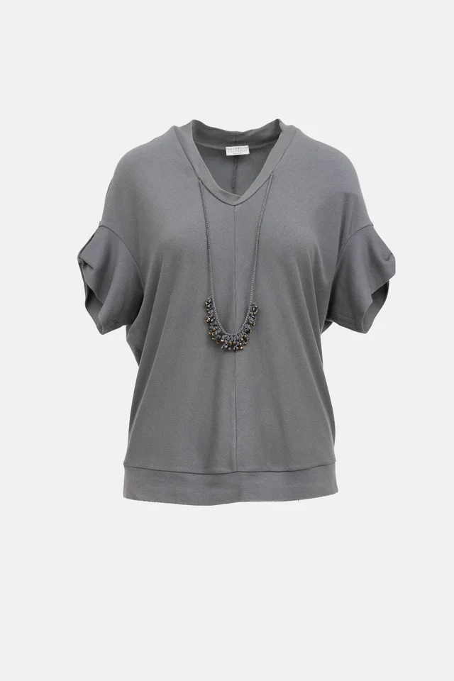 Brunello Cucinelli Cotton Embellished Top from VSP Consignment
