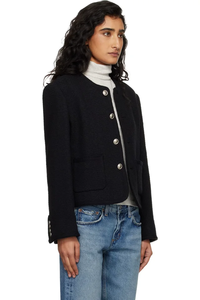 Dunst Black Classic Boucle Tweed Jacket, photo 2 of 4 from SSENSE