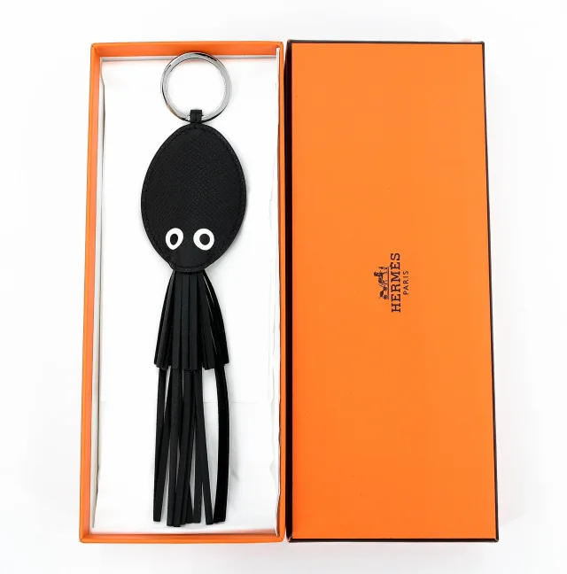 Hermès Poulpe Key Ring Noir (89) in Black Epsom leather from Ginza Xiaoma, photo 3 of 4