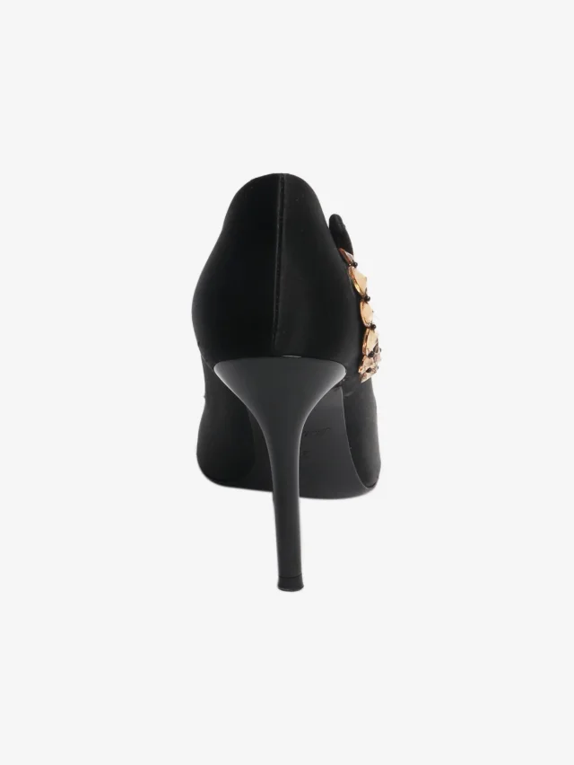 Louis Vuitton Black bejewelled open-toe pumps - size EU 37 in Black Satin from Sign of the Times, photo 4 of 5