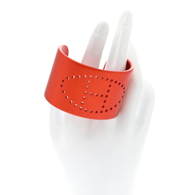 Hermès Aluminium Evelyne Sunset Cuff Bracelet T2 Orange Tropique in Orange from FASHIONPHILE, photo 2 of 5