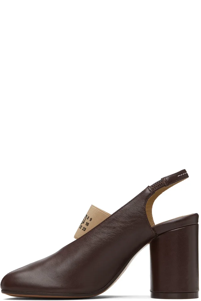 MM6 Maison Margiela Brown Anatomic Numeric Slingback Heels, photo 3 of 5 from SSENSE