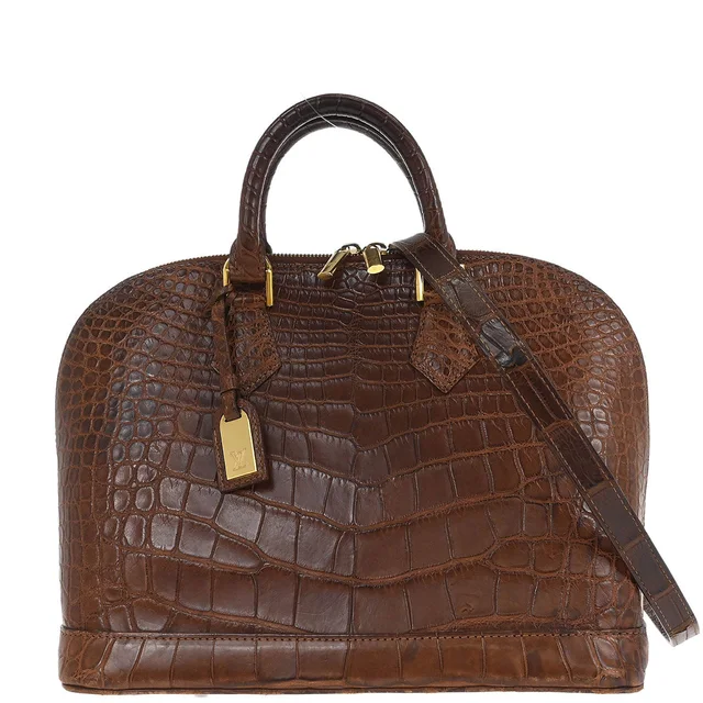 Louis Vuitton Brown Alligator Alma 2way Shoulder Handbag N90002 in Brown Crocodile from AMORE Vintage Tokyo