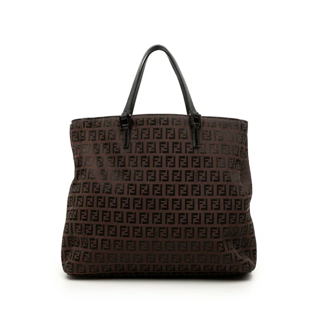 Brown Fendi Zucchino Canvas Tote in Brown Canvas from Designer Revival