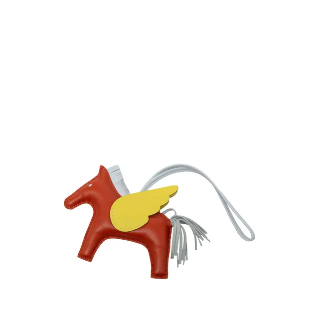 Orange Hermès Milo Lambskin and Swift Grigri Rodeo Pegase Bag Charm PM Key Chain in Orange Swift leather from Designer Revival
