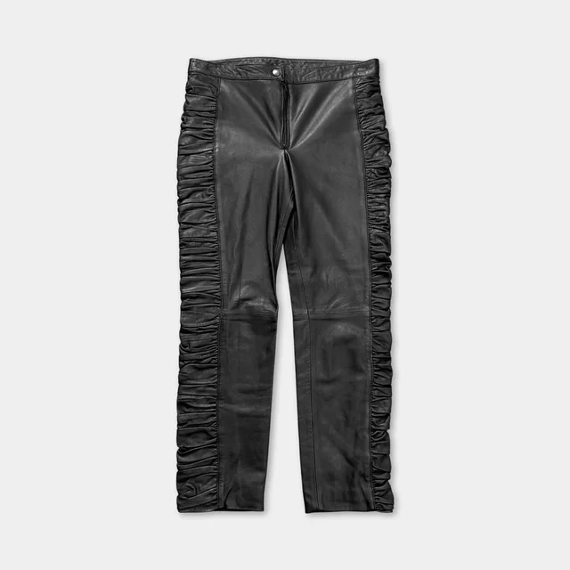 Dolce & Gabbana Wrinkled Black Leather Pants, Women's (Size 28) in multicolor Leather from Grailed