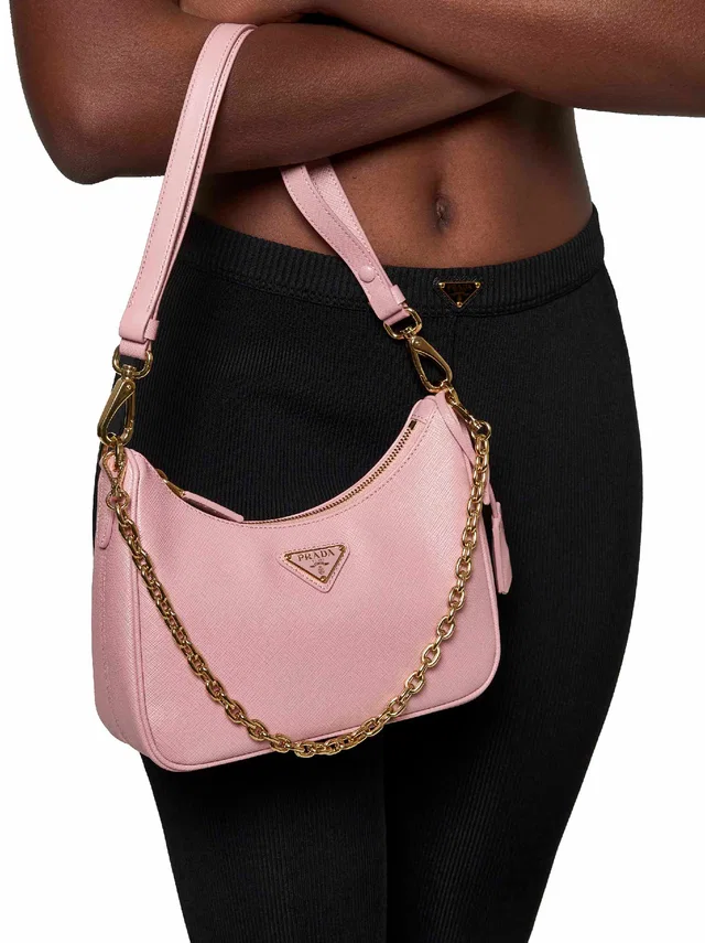 Prada Re-Edition Shoulder Bag — Pink Calf Leather in Pink Calfskin from HEWI