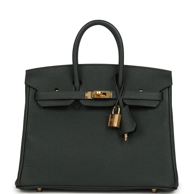 Hermès Birkin 25 Vert Fonce Togo Gold Hardware in Green Togo leather from Madison Avenue Couture