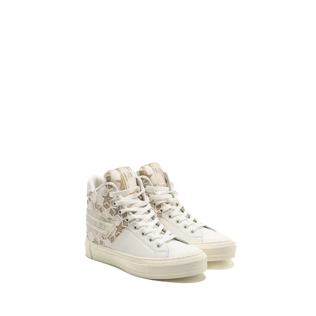 Size 37 Walk’N’Dior Hightop Star Sneaker Leather Gold/White in White Leather from EMIER