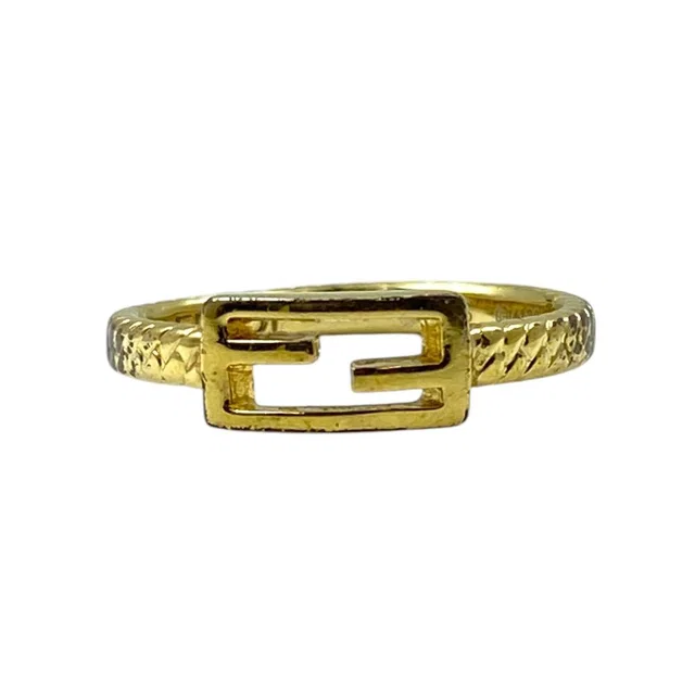 Fendi Baguette Ring FF Logo Metal Gold in Gold from The Reluxe