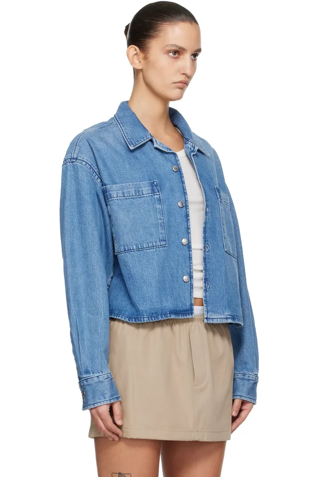 Alexander Wang Blue Cropped Long Sleeve Denim Shirt, photo 2 of 4 from SSENSE