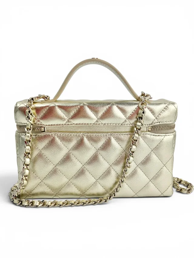 Chanel Gold Caviar Slim Top Handle Vanity in Gold Caviar leather from Season 2 Consign, photo 4 of 11