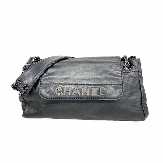 Chanel Shoulder Bag Lambskin Black Silver in Black Lambskin from The Reluxe