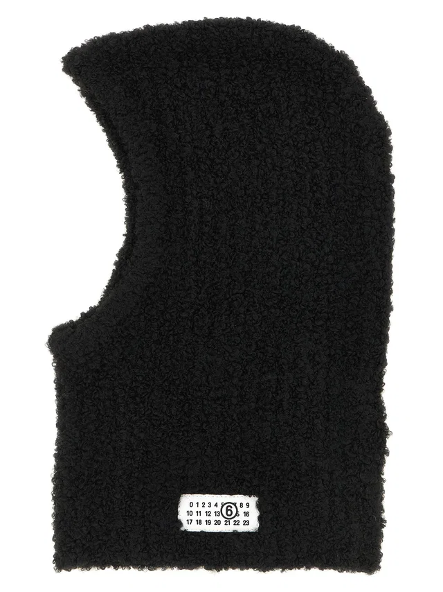 Maison Margiela Bouclé Wool Blend Balaclava — Black Winter Hats in Black Wool from HEWI