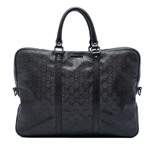 Black Gucci GG Imprime Business Bag in Black Coated canvas from Designer Revival