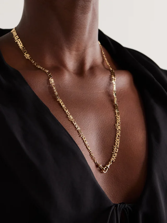 MARIE LICHTENBERG All We Need is Love 18-karat gold diamond necklace - gold - One Size in Metallic 80% 750/1000 yellow gold 20% Diamond, photo 2 of 6 from NET-A-PORTER (Canada)