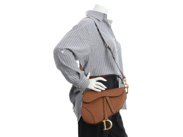 Dior Tan Grained Leather Saddle Bag with Strap in Brown Caviar leather from Ann's Fabulous Finds, photo 9 of 9