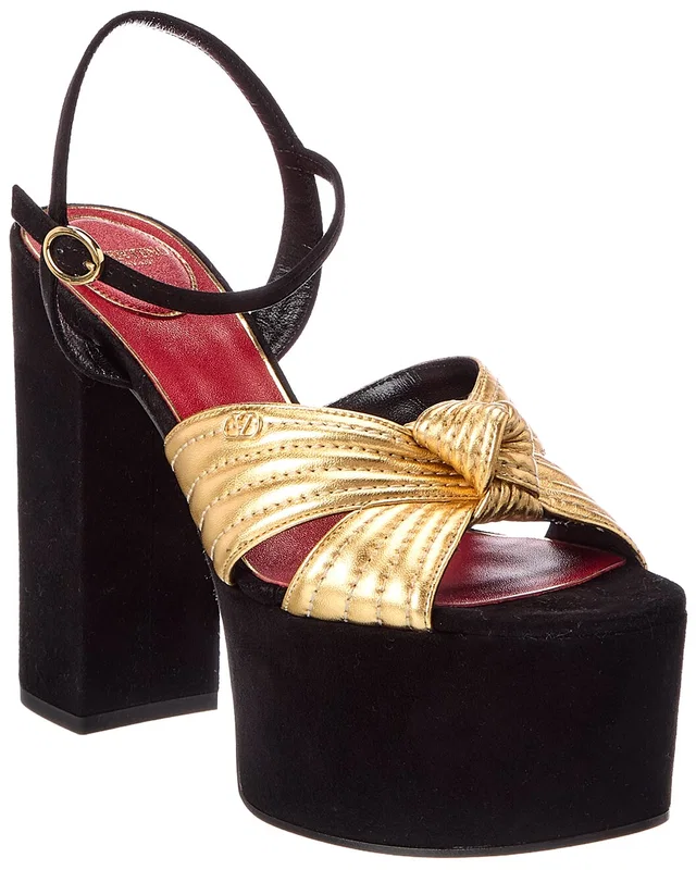 Valentino Crasher 125 Velvet & Leather Platform Sandal, image 1 of 1 from Gilt