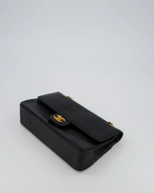 Chanel Vintage Medium Classic Flap Bag in Black Lizard from Sellier, photo 20 of 20