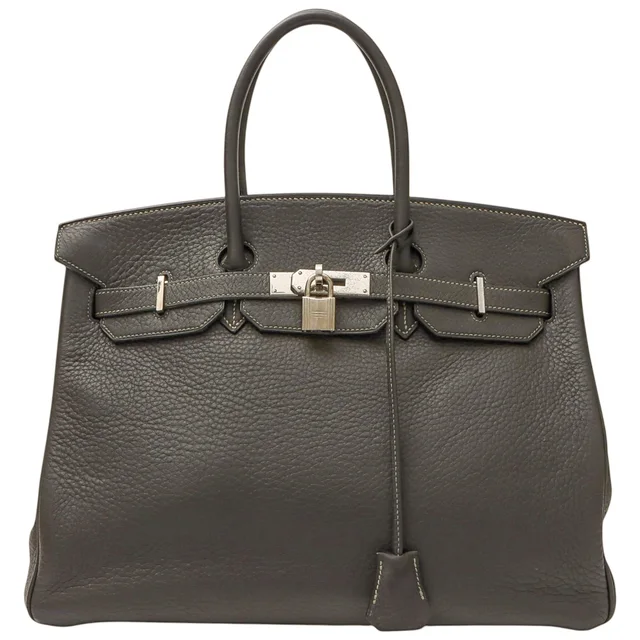 Hermès 2001 Birkin 35 Graphite in Grey Clemence leather from VINTAGE QOO TOKYO, photo 2 of 2