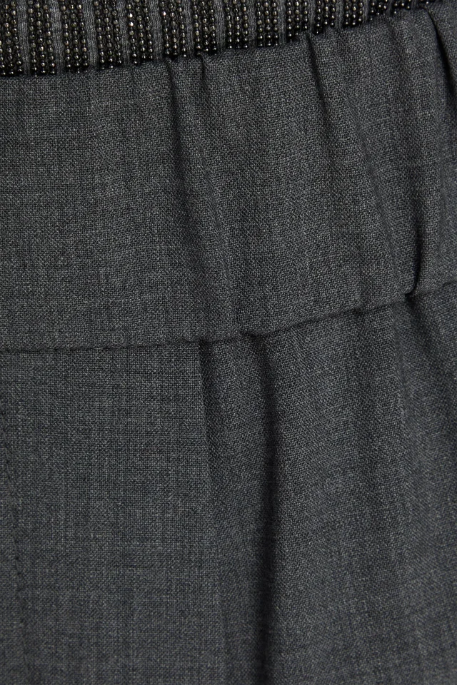 Brunello Cucinelli Bead-Embellished Wool-Blend Wide-Leg Pants in Dark gray, photo 4 of 4 from THE OUTNET