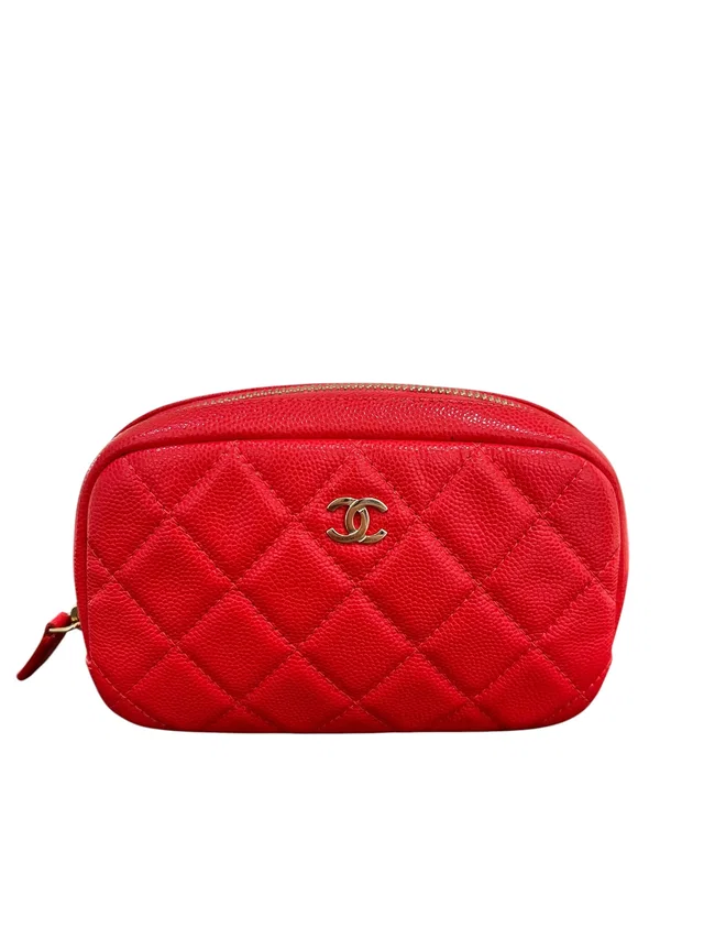 Chanel Small Pouch Red Caviar GHW in Red Caviar leather from Luxury Promise