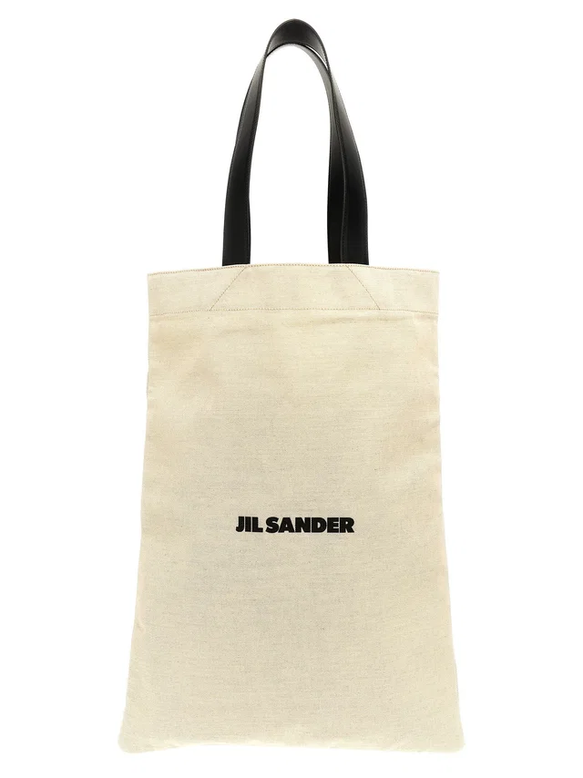 Jil Sander Logo-Print Canvas Tote Bag — Cream in White Canvas from HEWI