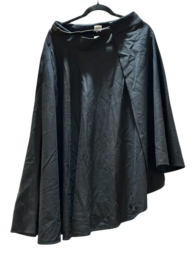 Hermès Long Flared Skirt Black Wool - Size 38 in Black Wool from Luxury Promise