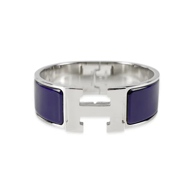 Hermès Clic Clac H Purple Enamel PHW Bracelet in Purple Enamel & Palladium from Designer Archives