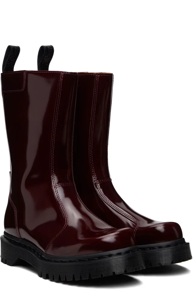 Dr. Martens Burgundy Rejena Laquered Leather Boots, photo 4 of 5 from SSENSE