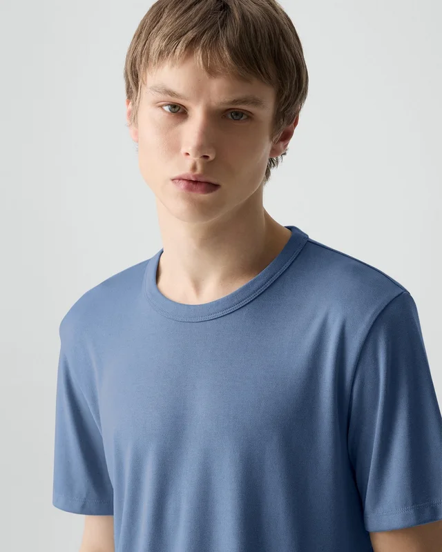 Theory Essential Tee in Anemone Modal Jersey in BERING 67% Modal, 30% Polyester, 3% Spandex, photo 11 of 12 from Theory