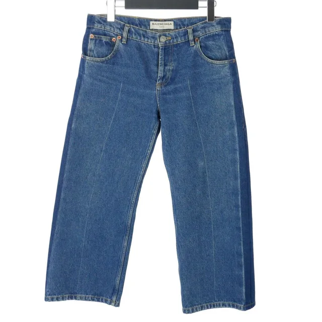 Balenciaga Cropped Denim Pants Straight 36 Blue in Blue Denim from The Reluxe