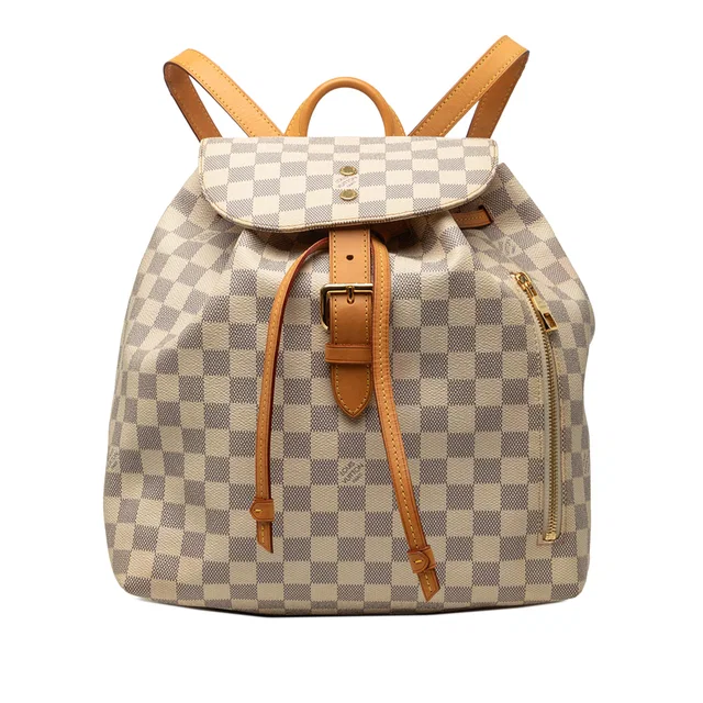 Beige Louis Vuitton Damier Azur Sperone Backpack in Beige Canvas from Designer Revival