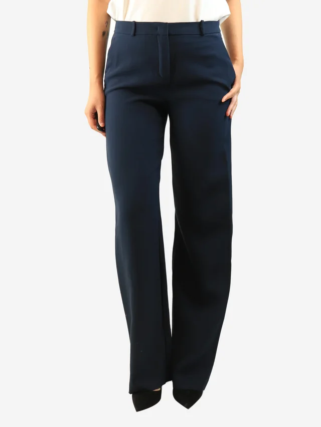 Loro Piana Navy silk and wool-blend trousers - size UK 12 in Navy Silk from Sign of the Times