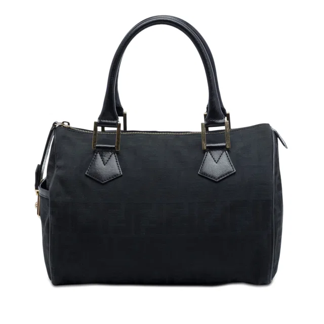 Black Fendi Zucca Canvas Boston Bag in Black Canvas from Designer Revival